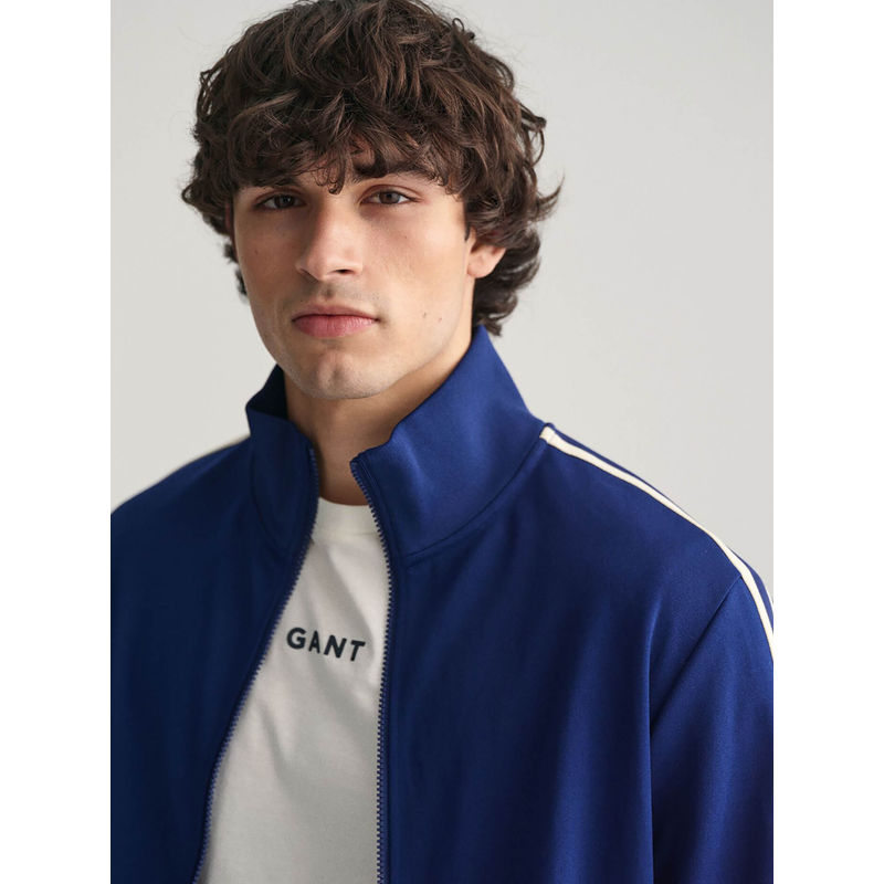 GANT Men Navy Blue Embroidered Spread Collar Full Sleeves Bomber Jacket (M)