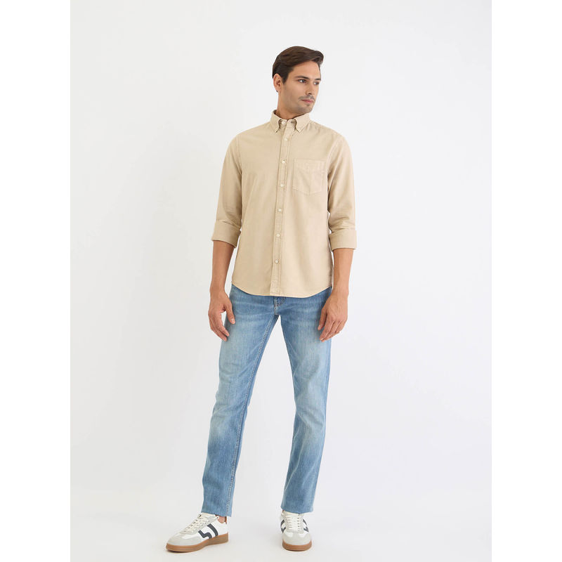 GANT Men Beige Solid Casual Shirt (44)