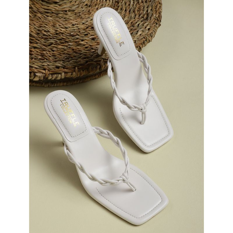 Truffle Collection White Braided Heels (UK 8)