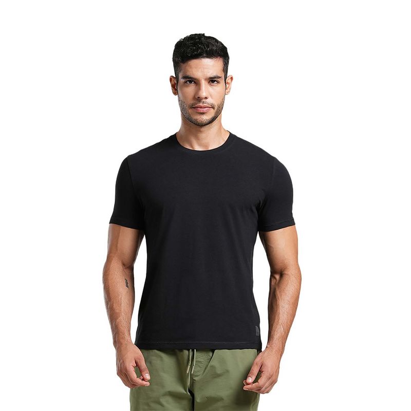 Tego Black Bamboo Solid Men T-Shirt (S)