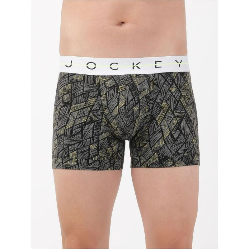 Jockey NY02 Men Super Combed Cotton Elastane Printed Trunk - Black (XL)