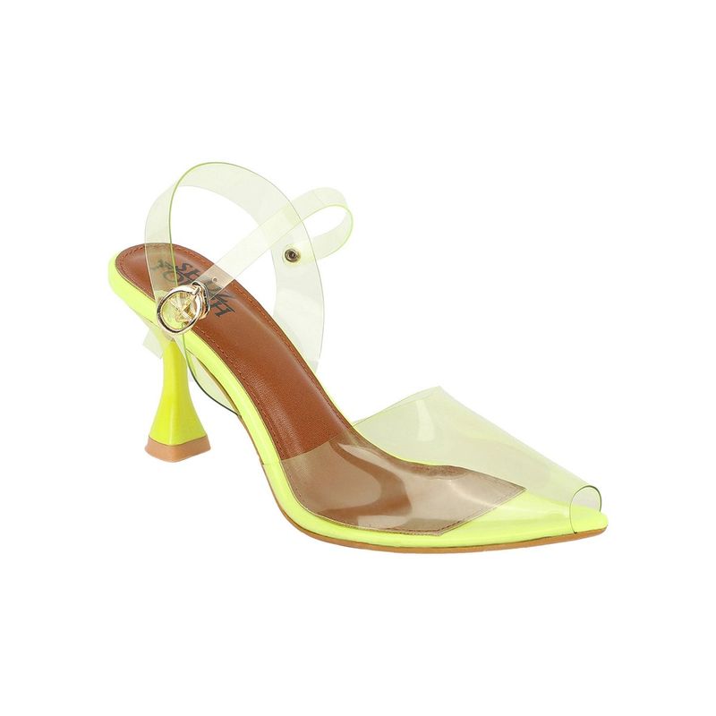SHUZ TOUCH Solid Transparent Heels Sandal Yellow (EURO 41)