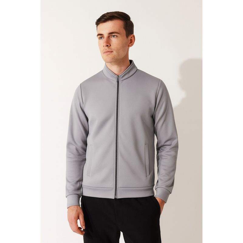 Parcel Yard Men Full Sleeve Grey Jacket (M)