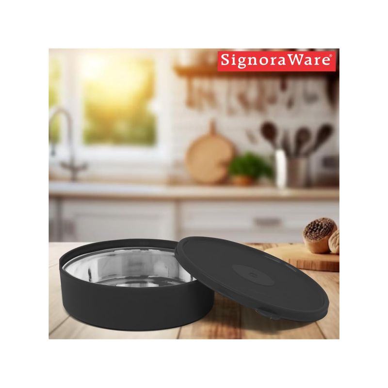 Signoraware Black Steel Monarch Classic Container with Lid (800ml)
