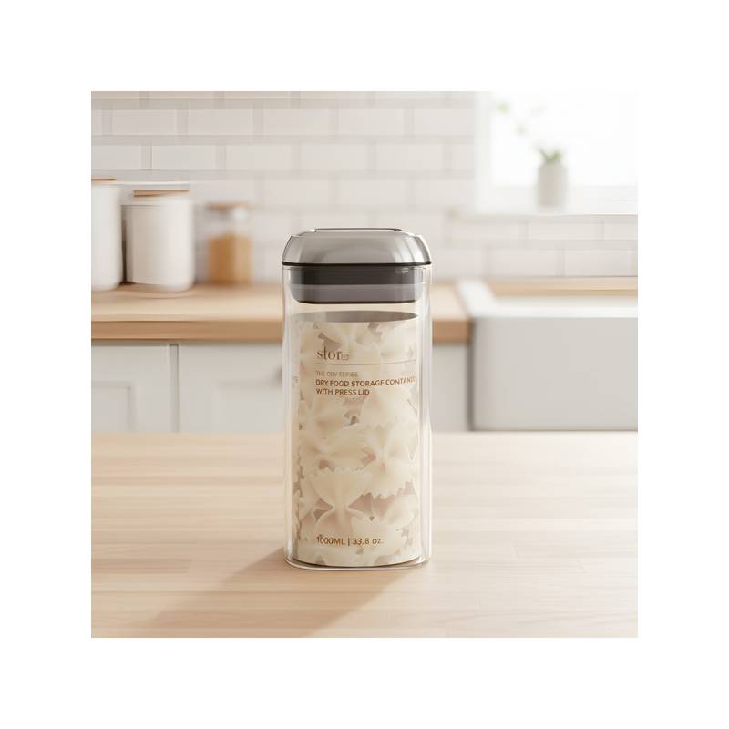 STOR Transparent Glass Storage Container with Press Lid (1000ml)