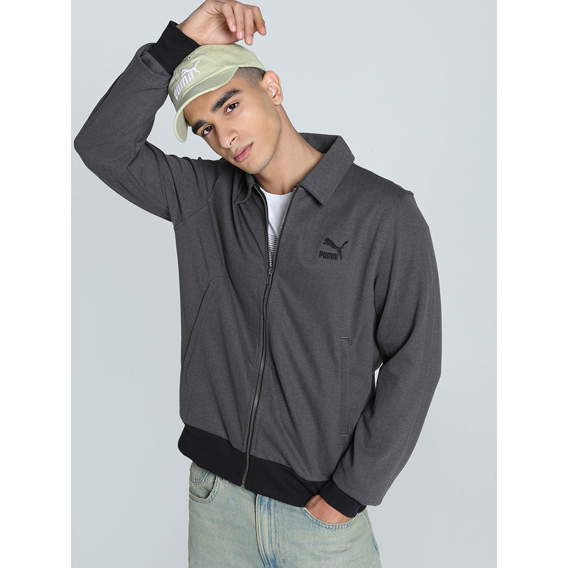 Puma Grey Solid Regular Jacket (S)