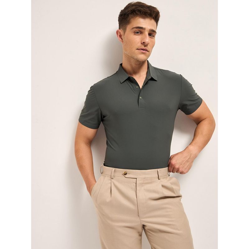 THE BEAR HOUSE Teal Men Solid Quick Dry Slim Fit Performance Polo T-Shirt (3XL)