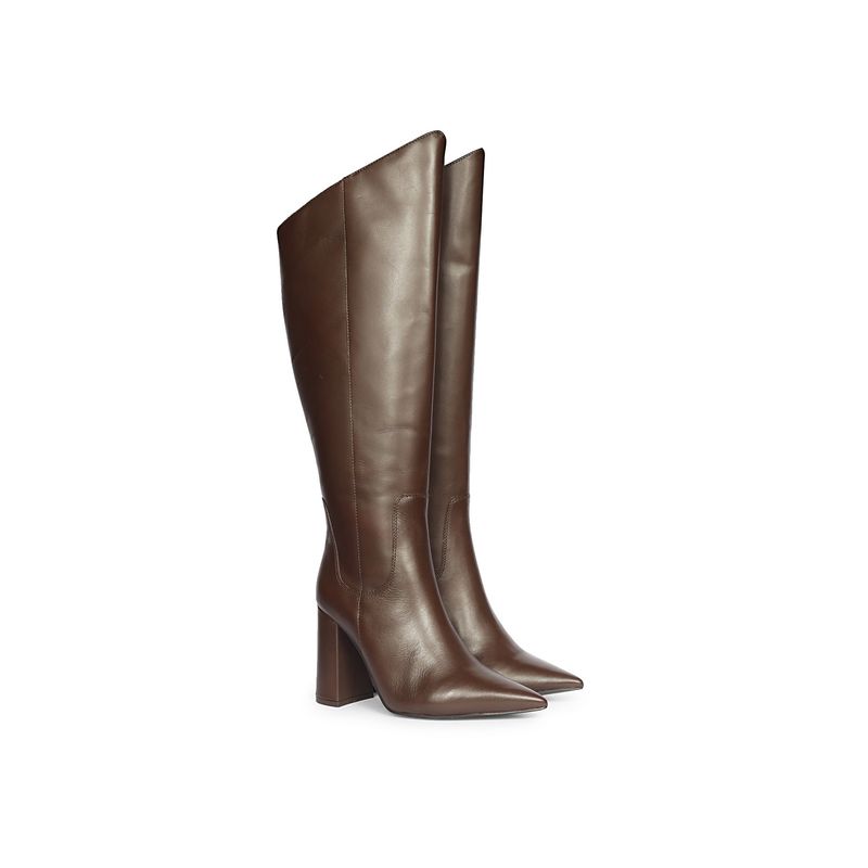 Saint G Women Brown Leather Block Heel Long Casual Boots (EURO 36)