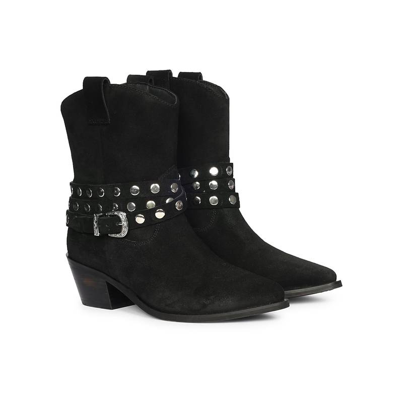 Saint G Women Black Leather Buckle Casual Boots (EURO 36)