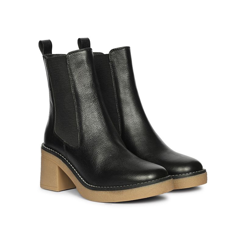 Saint G Women Black Leather Chelsea Boots (EURO 36)