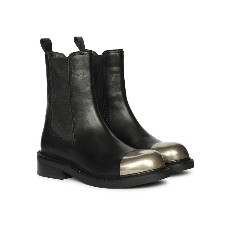 Saint G Women Black Leather Chelsea Boots (EURO 36)