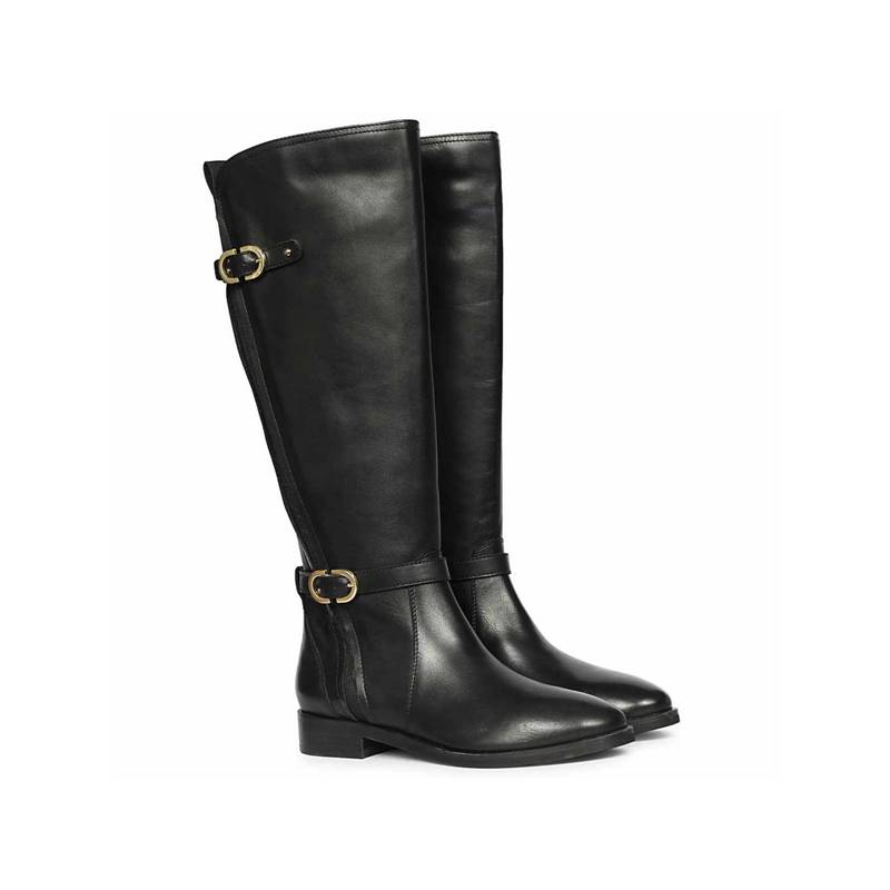 Saint G Women Black Leather Long Casual Boots (EURO 36)
