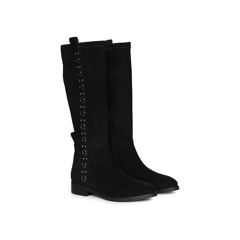Saint G Women Black Leather Long Casual Boots (EURO 36)