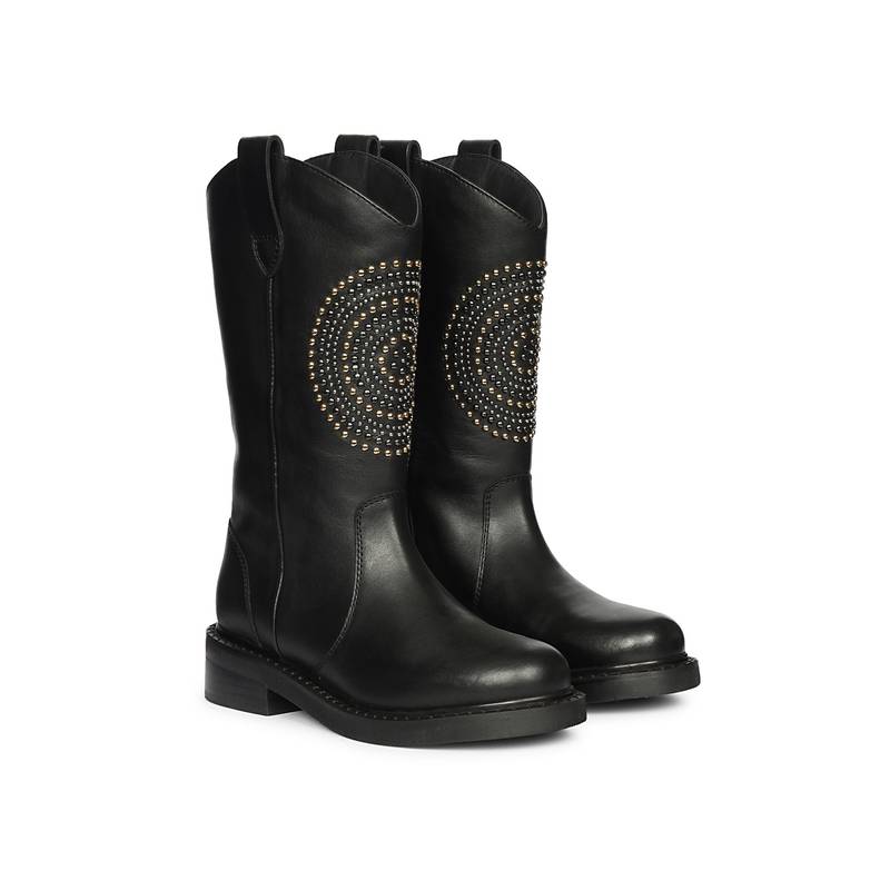 Saint G Women Black Leather Calf Casual Boots (EURO 36)