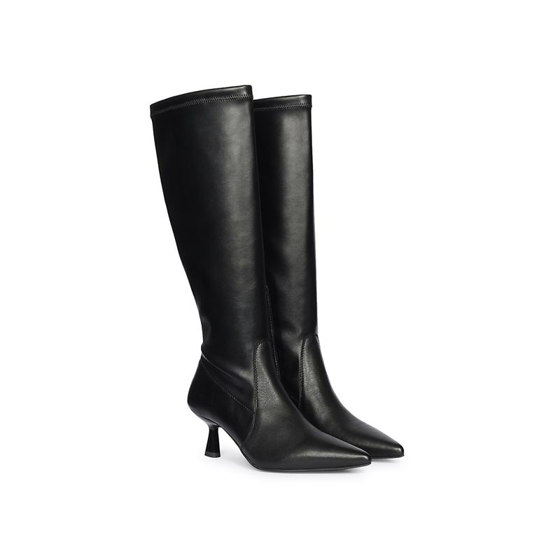 Saint G Women Black Leather Long Casual Boots (EURO 40)