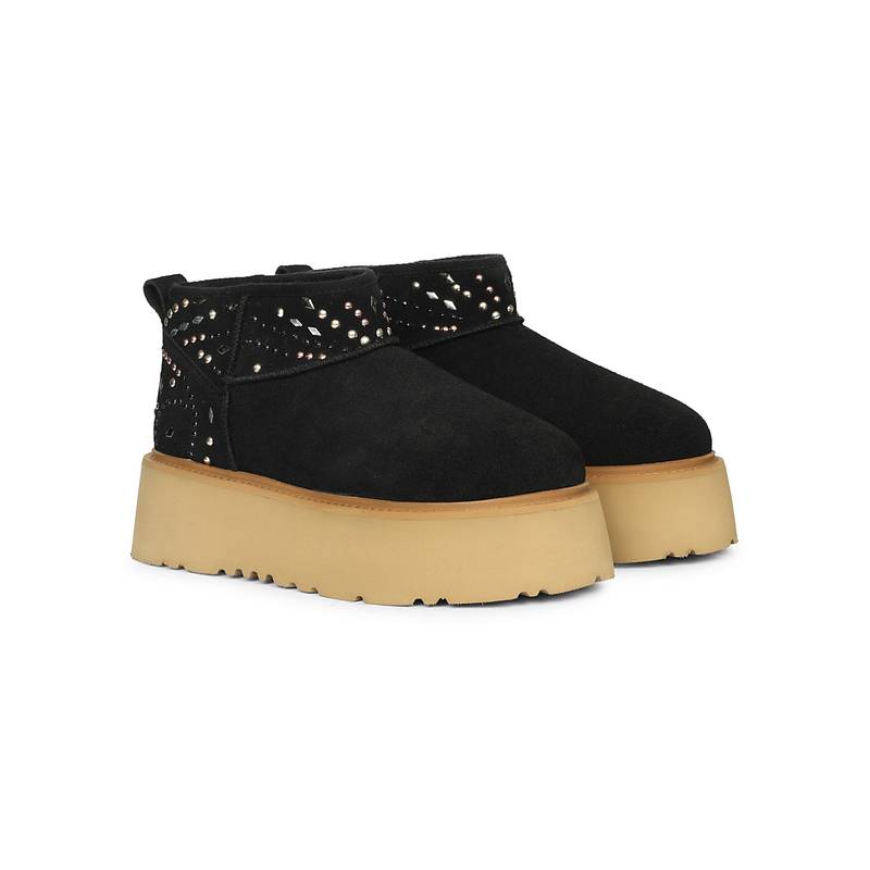 Saint G Women Black Suede Leather Casual Boots (EURO 36)