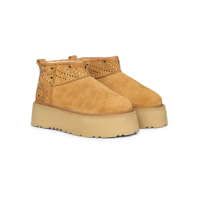 Saint G Women Tan Suede Leather Casual Boots (EURO 36)