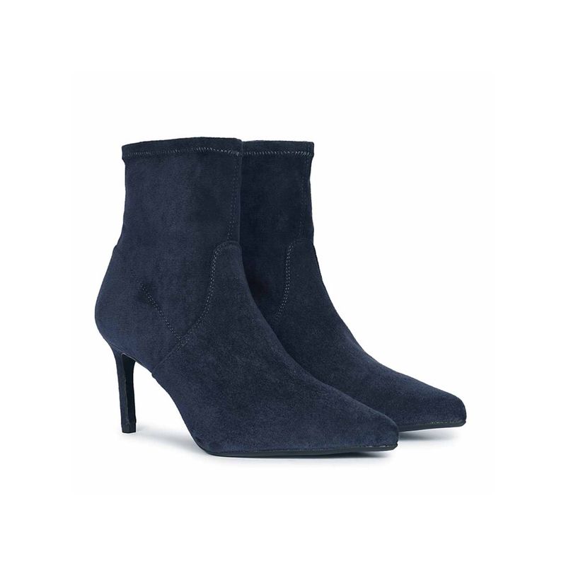 Saint G Women Navy Blue Stretch Suede Casual Boots (EURO 36)