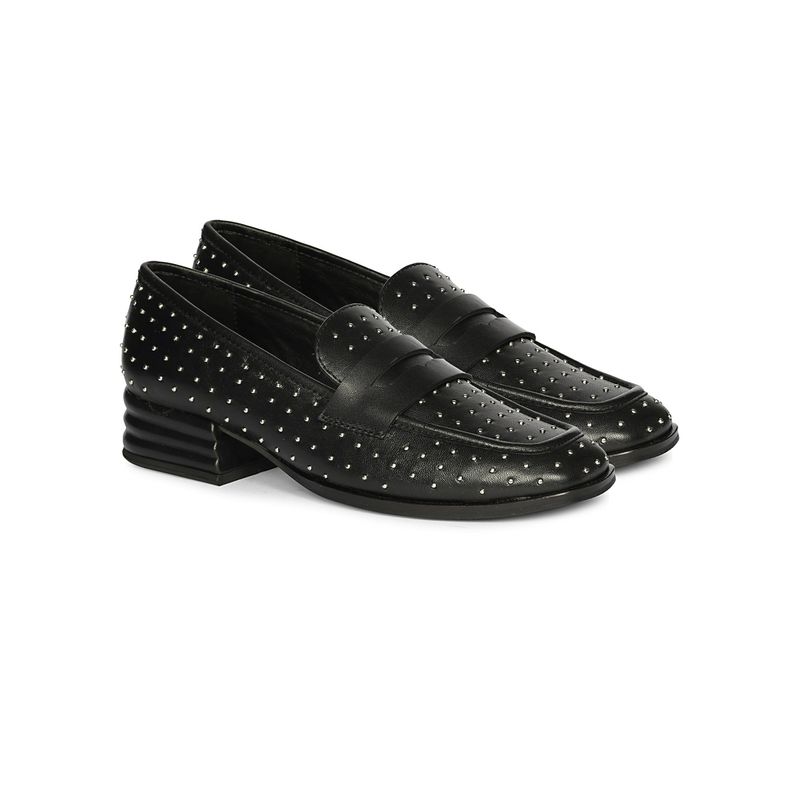 Saint G Women Black Leather Loafers (EURO 36)