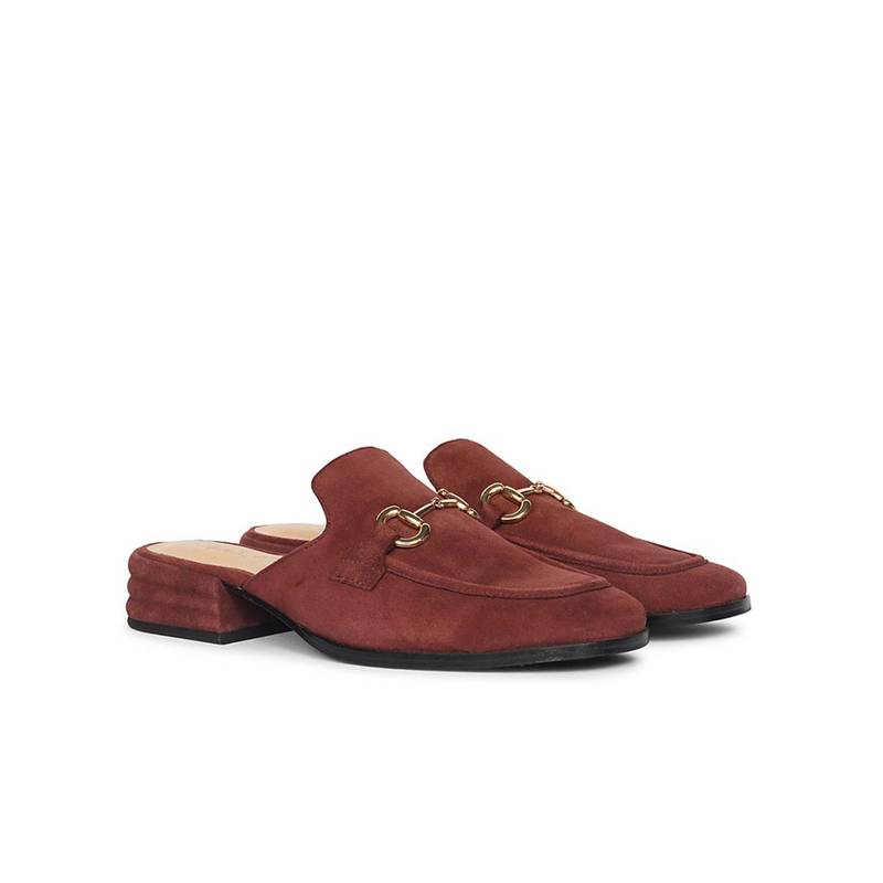 Saint G Women Burgundy Leather Mules Heels (EURO 36)