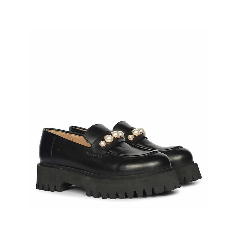 Saint G Women Black Leather Loafers (EURO 36)