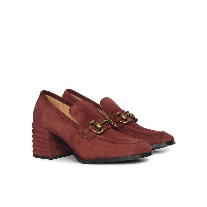 Saint G Women Burgundy Suede Leather Loafers (EURO 36)