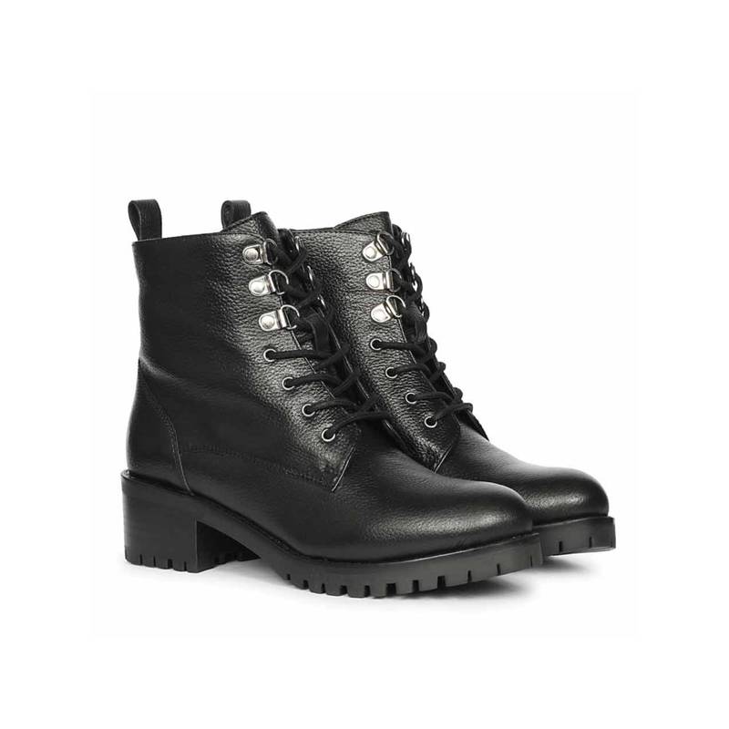 Saint G Women Black Leather Lace Up Casual Boots (EURO 37)
