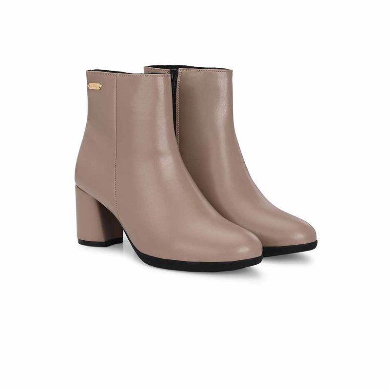 Delize Women Beige Synthetic Round Toe High Top Chelsea Boots (UK 8)