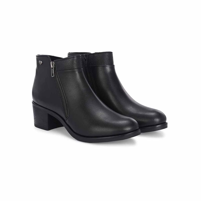 Delize Women Black Synthetic Round Toe High Top Chelsea Boots (UK 3)