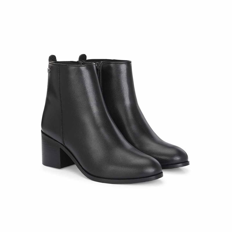 Delize Women Black Synthetic Round Toe High Top Casual Boots (UK 4)