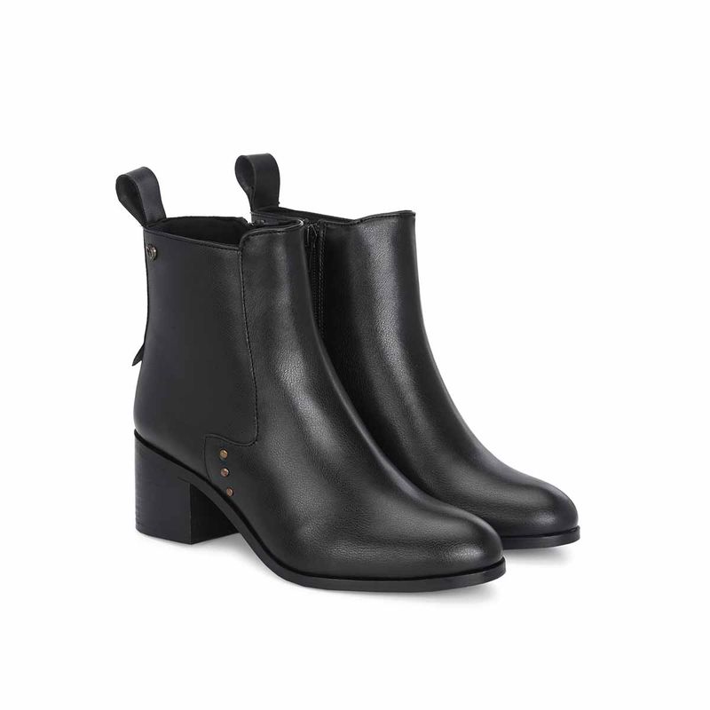 Delize Women Black Synthetic Round Toe High Top Casual Boots (UK 5)