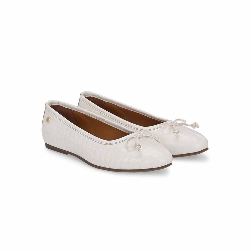 Delize Women White Synthetic Round Toe Low Top Ballerina (UK 3)