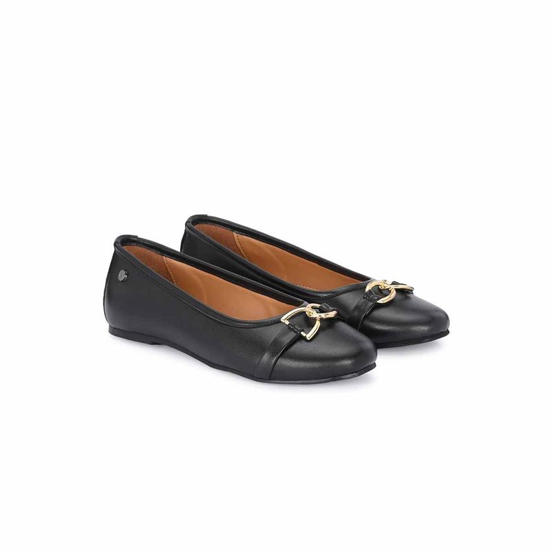 Delize Women Black Synthetic Round Toe Low Top Ballerina (UK 3)