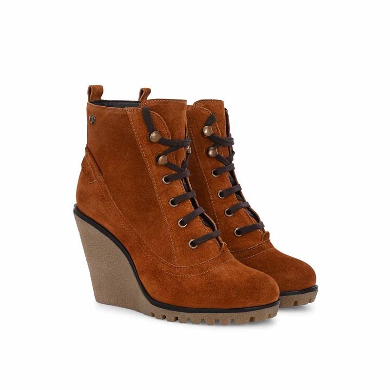 Delize Women Tan Suede Round Toe High Top Casual Boots (UK 6)