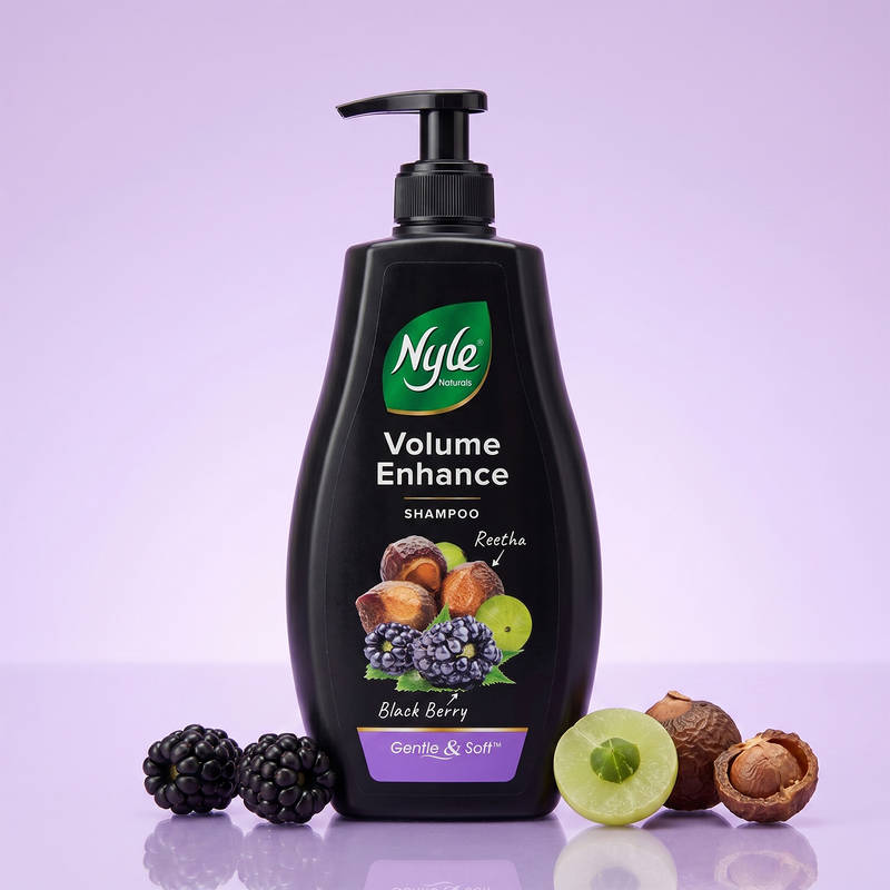 Nyle Naturals Volume Enhance Shampoo, With Blackberry, Reetha and Amla, Gental & Soft