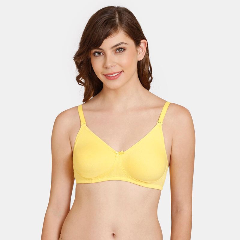Zivame Everyday Double Layered Non-Wired 3-4th Coverage T-Shirt Bra Habanero Gold Yellow (32C)