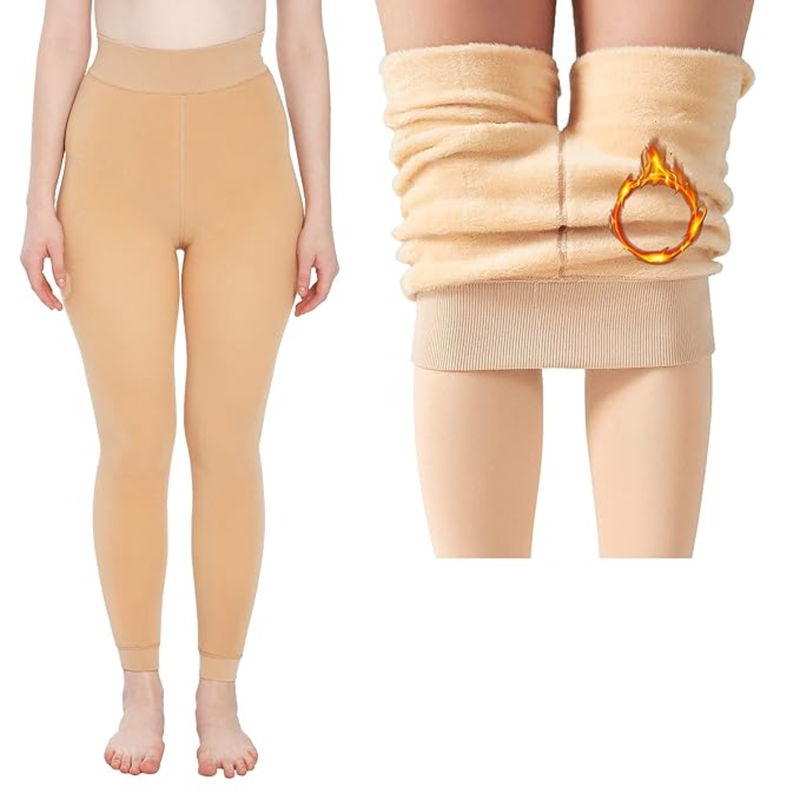 BRACHY Nude Winter Warm Full Legs Thigh High Thermal Pantyhose Stocking (XL)