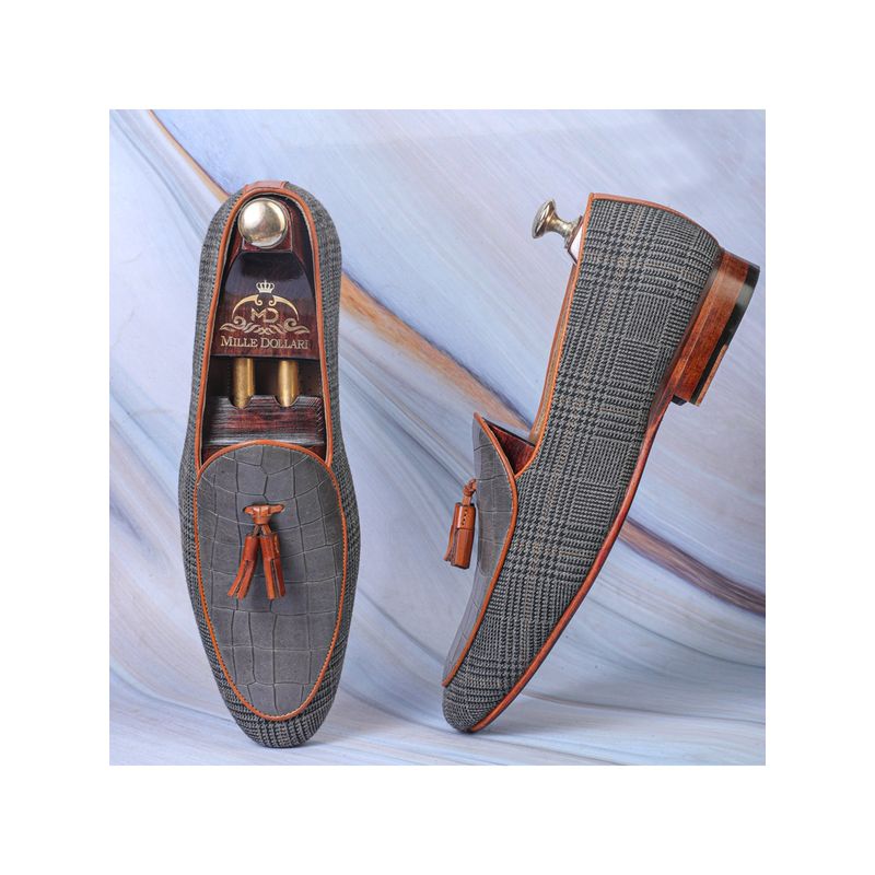 Mille Dollari Wedlock Grey Designer Loafers (UK 5)