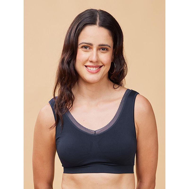 Enamor Flexifree Plunge Ultra 360 Degree Flex Padded Wirefree High Coverage Bralette F137 (L)