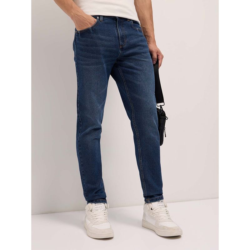 THE BEAR HOUSE Men's Mid Blue Slim Fit Solid Casual Jeans (28)