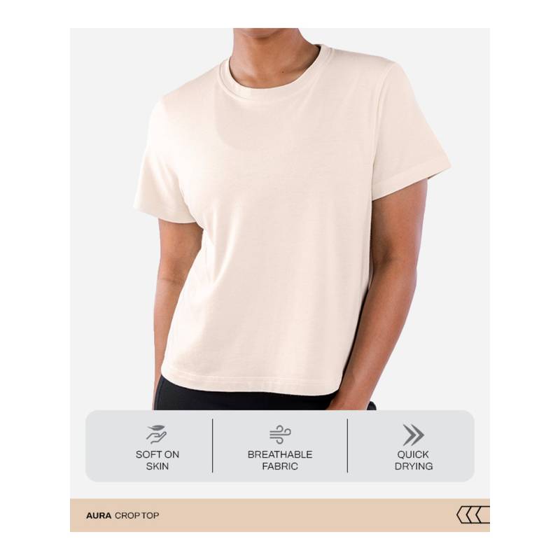 Tego Beige Solid Regular T-Shirt (M)