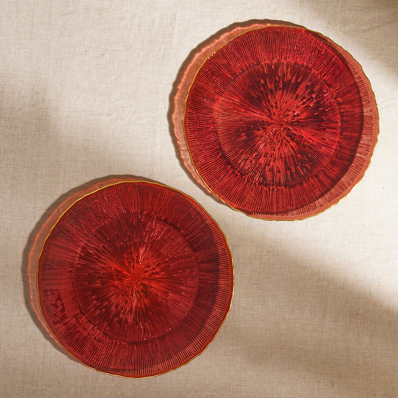 Pure Home + Living Red Radial Glass Charger Plates (Pack of 2) Buy