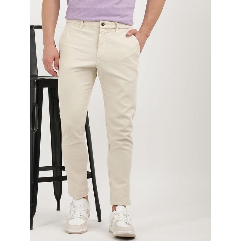 Tommy Hilfiger CHINO BLEECKER STRUCTURE GMD Men Cream Formal Trouser (38)