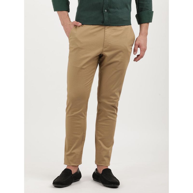 Tommy Hilfiger CHINO BLEECKER PRINTED STRUCTU Men Beige Formal Trouser (34)