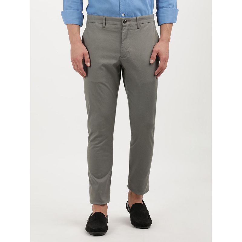 Tommy Hilfiger CHINO BLEECKER PRINTED STRUCTU Men Grey Formal Trouser (32)