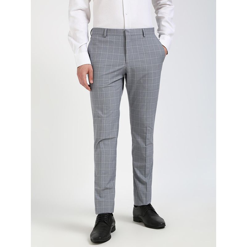 Tommy Hilfiger FADED SHADOW CHECK TROUSERS Men Grey Formal Trouser (48)