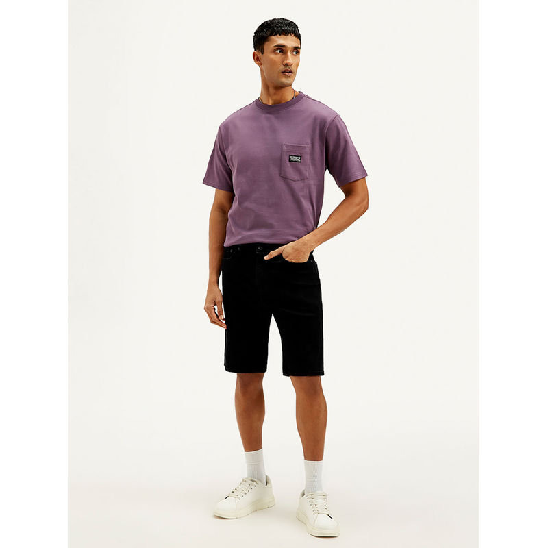 Levi's Black Solid Regular Fit Shorts (30)