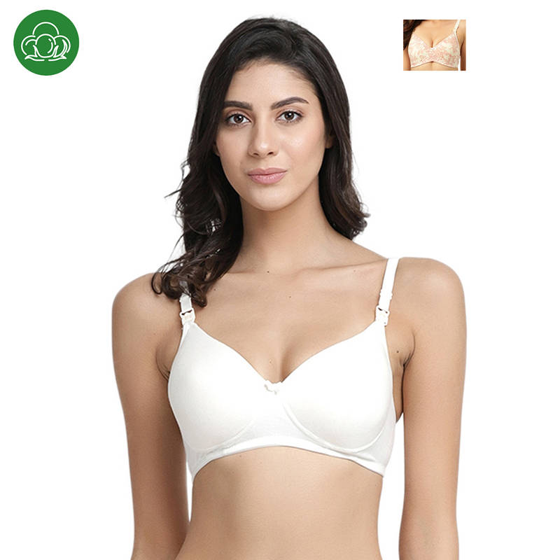 Inner Sense Organic Antimicrobial Padded NonWired Feeding Bra Multi-Color (Pack of 2) (36B)