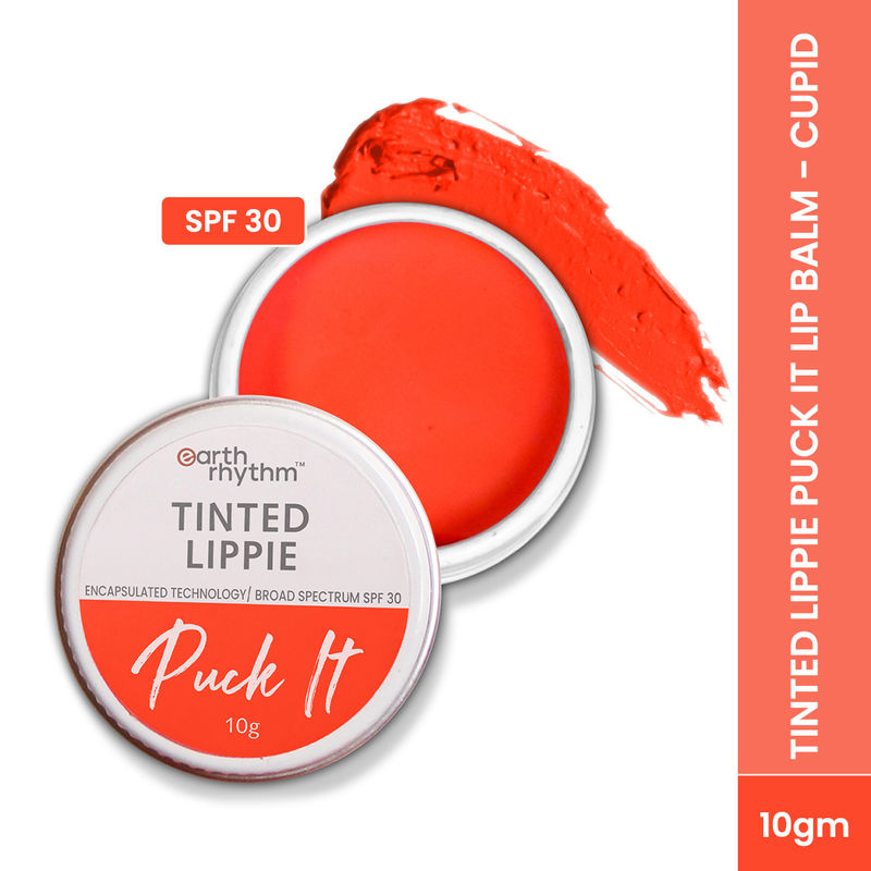 Earth Rhythm Tinted Lippie Puck It Lip Balm Cupid SPF 30, Nourishes Lips and Prevent Dryness