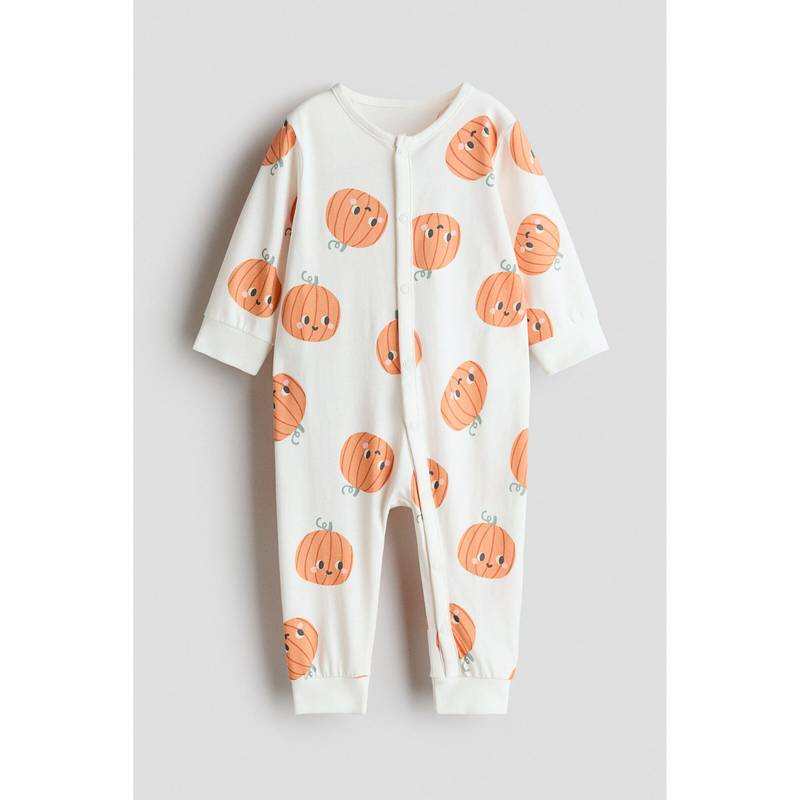 H&M Unisex White Patterned Sleepsuit (2-4 Months)